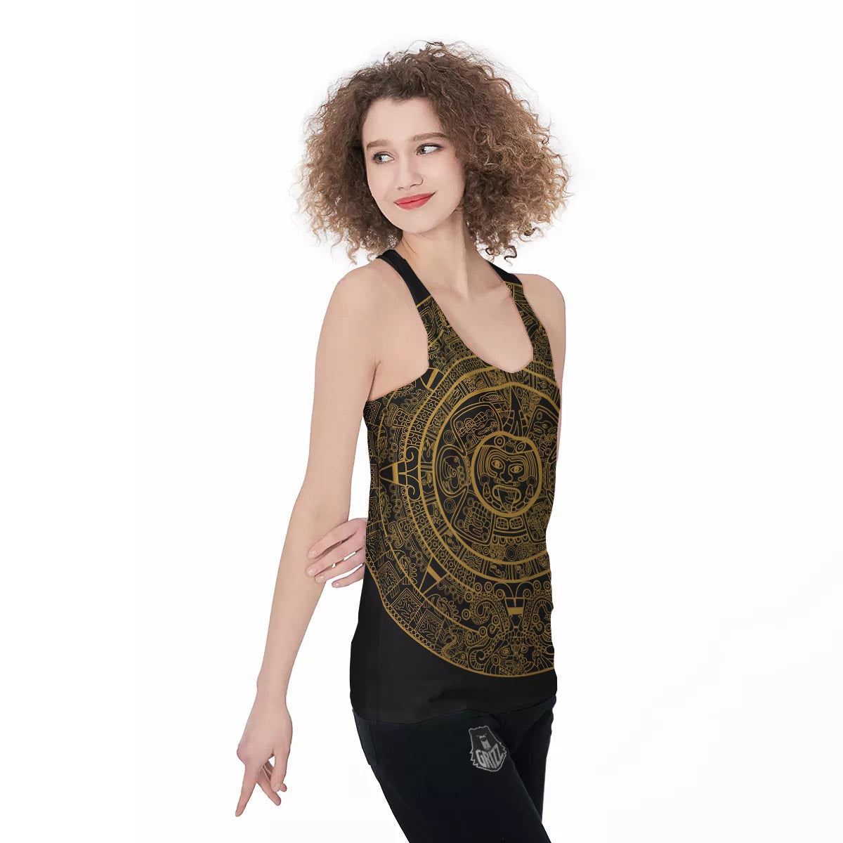 Calendar Tribal Maya Print Women's Racerback Tank Top-grizzshop