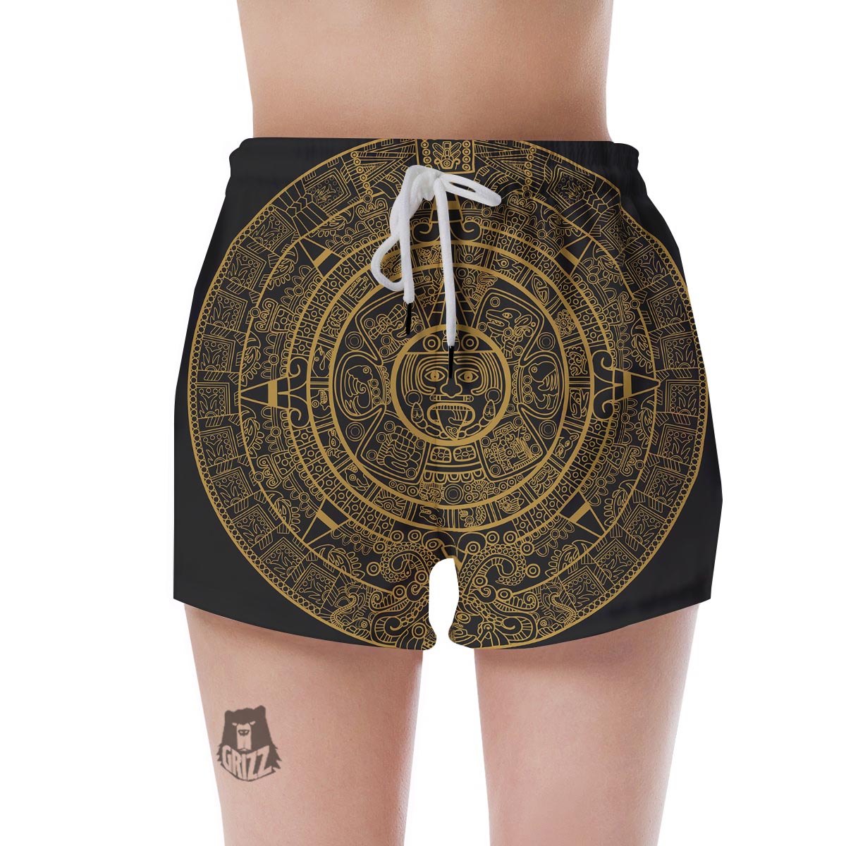 Calendar Tribal Maya Print Women's Shorts-grizzshop