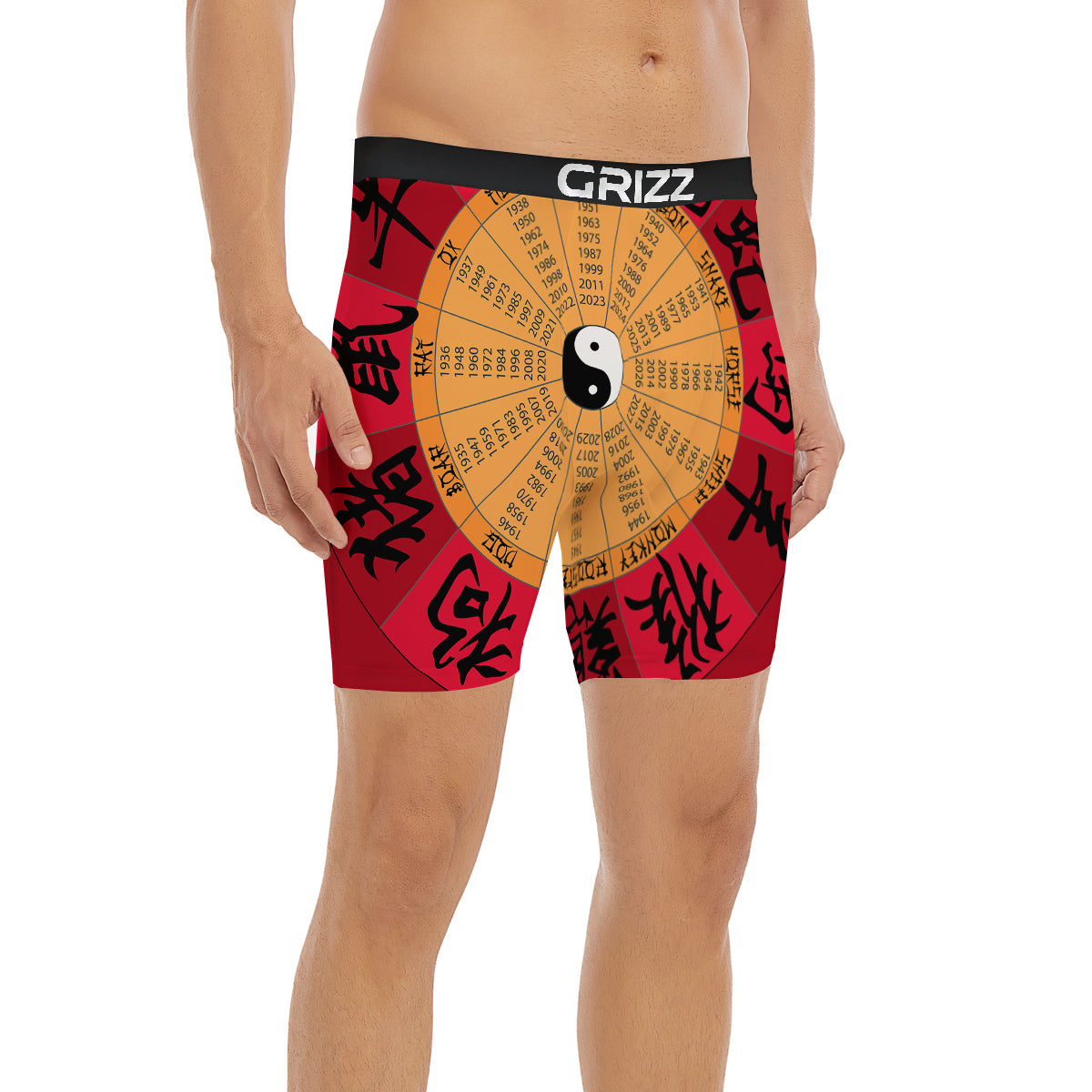 Calendar Wheel Chinese Zodiac Print Boxer Briefs-grizzshop