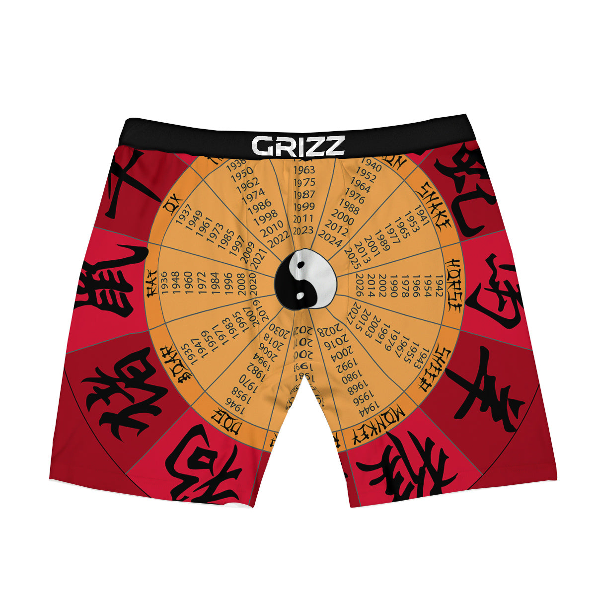 Calendar Wheel Chinese Zodiac Print Boxer Briefs-grizzshop