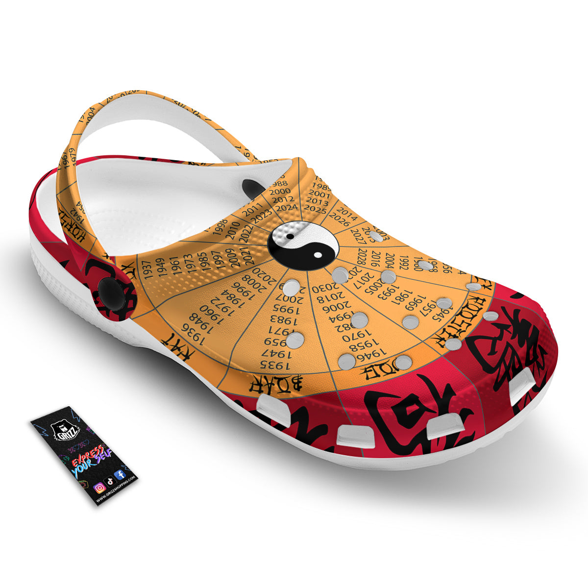 Calendar Wheel Chinese Zodiac Print Clog-grizzshop
