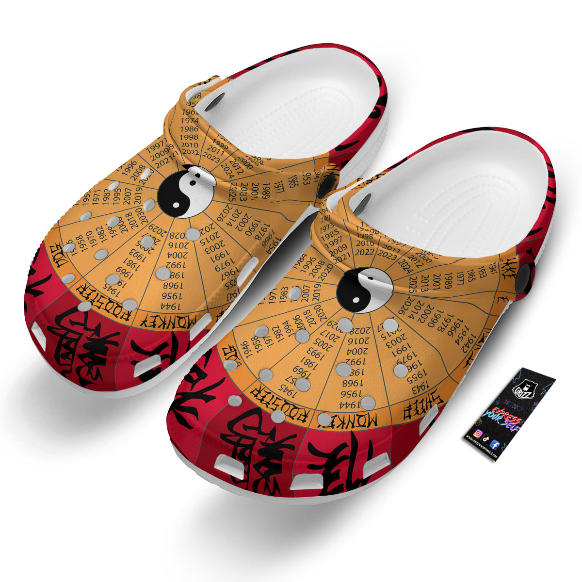 Calendar Wheel Chinese Zodiac Print Clog-grizzshop