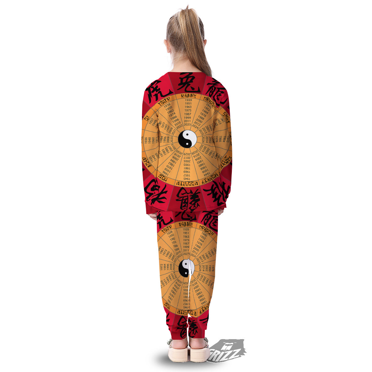 Calendar Wheel Chinese Zodiac Print Kid's Pajamas-grizzshop