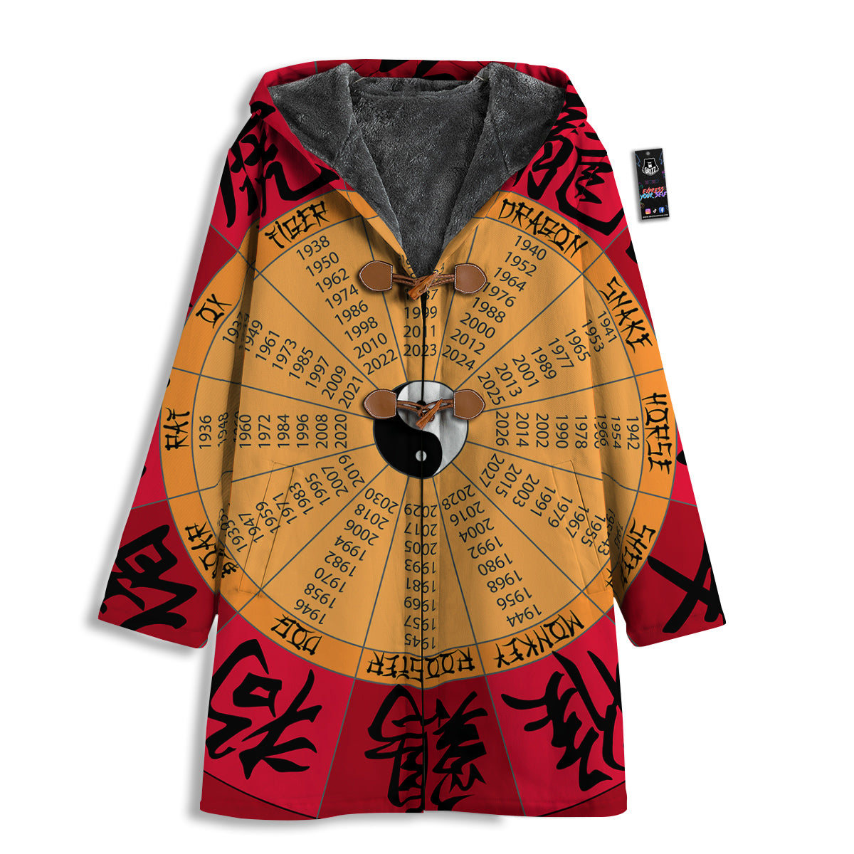 Calendar Wheel Chinese Zodiac Print Men's Windbreaker Jacket-grizzshop