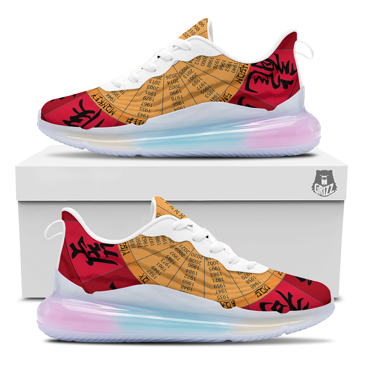 Calendar Wheel Chinese Zodiac Print Running Sneakers-grizzshop