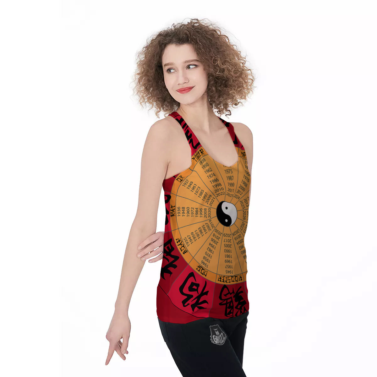 Calendar Wheel Chinese Zodiac Print Women's Racerback Tank Top-grizzshop
