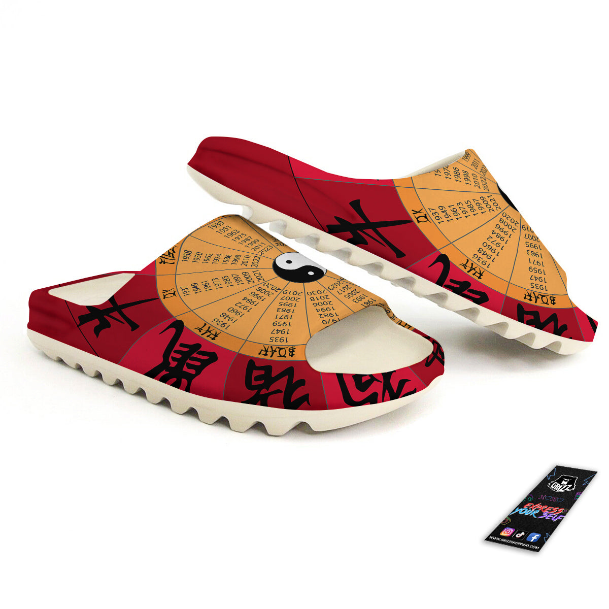Calendar Wheel Chinese Zodiac Print Sandals-grizzshop