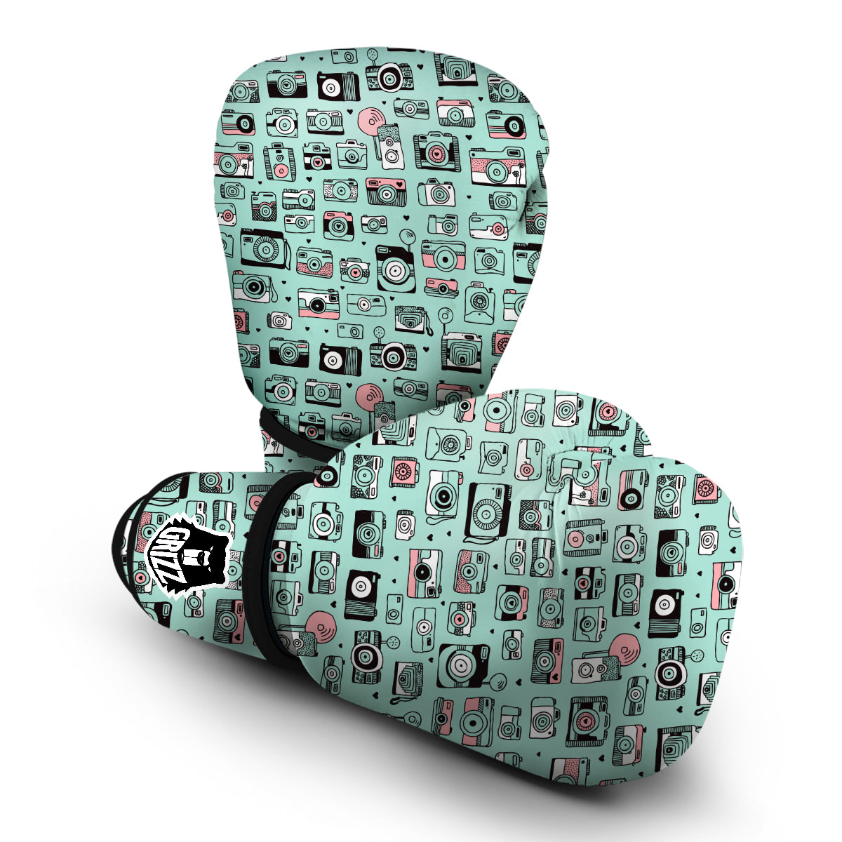Camera Pastel Pattern Print Boxing Gloves-grizzshop