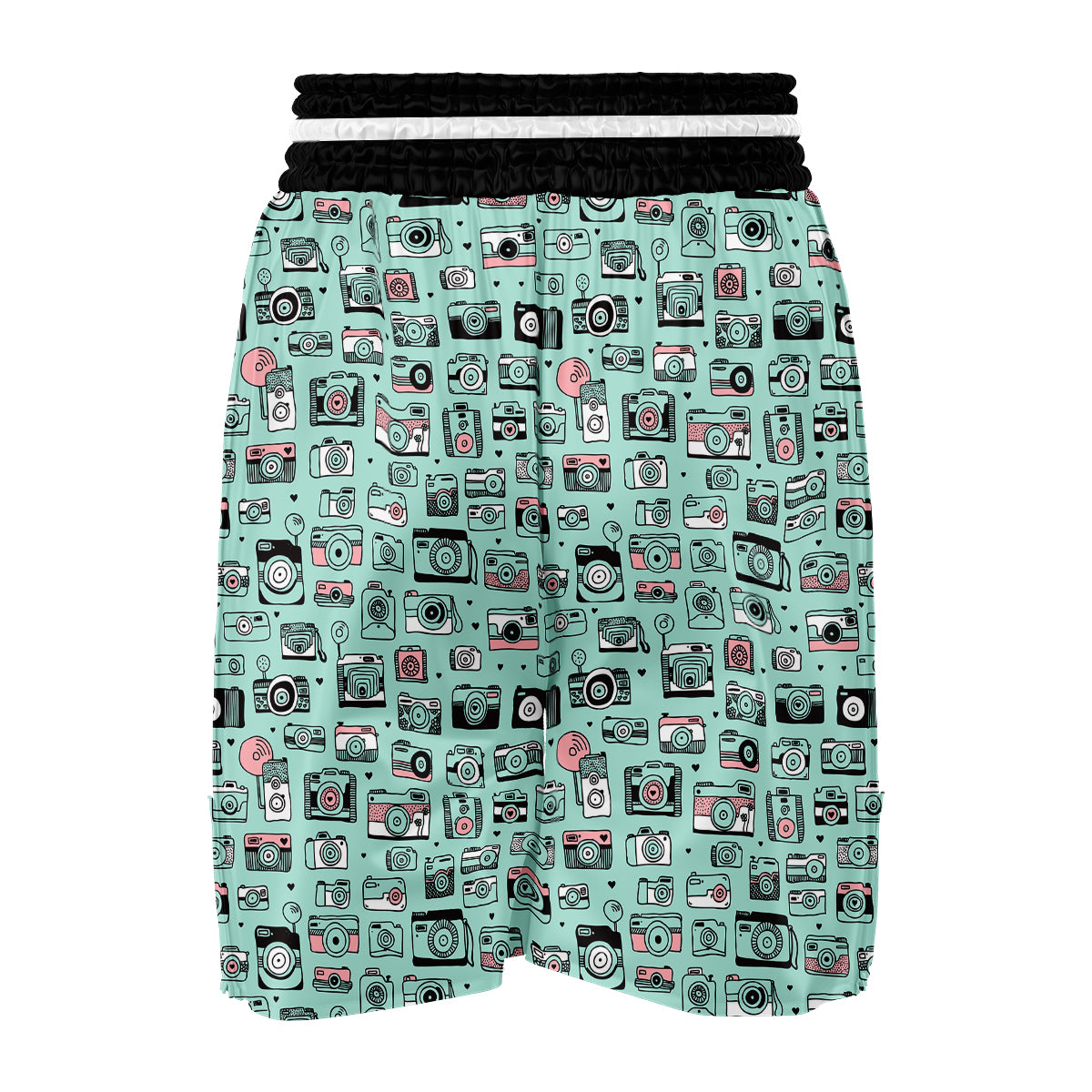 Camera Pastel Pattern Print Boxing Shorts-grizzshop