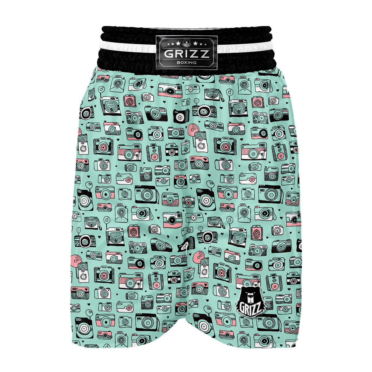 Camera Pastel Pattern Print Boxing Shorts-grizzshop