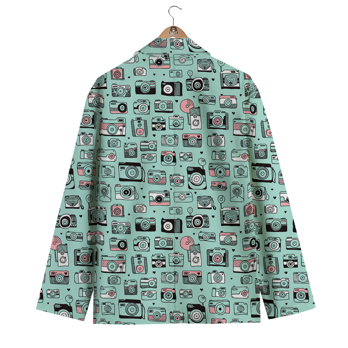 Camera Pastel Pattern Print Men's Blazer-grizzshop