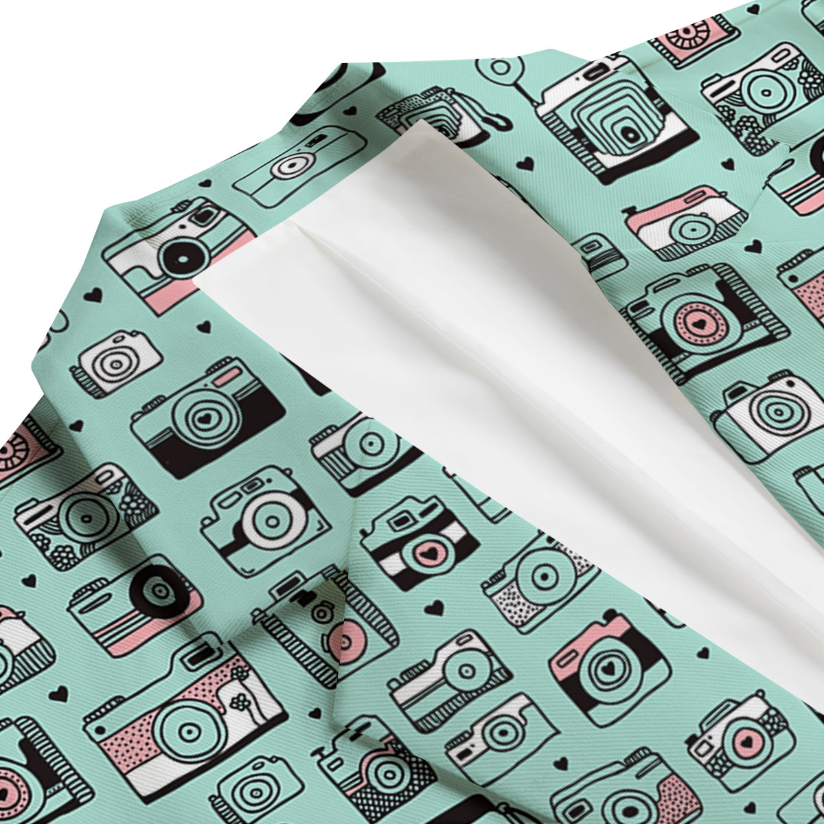Camera Pastel Pattern Print Men's Blazer-grizzshop