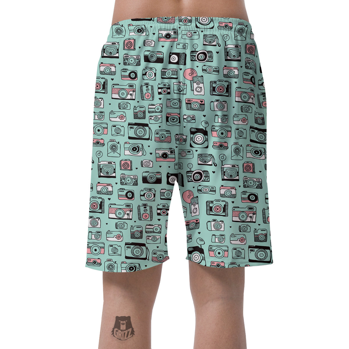 Camera Pastel Pattern Print Men's Shorts-grizzshop