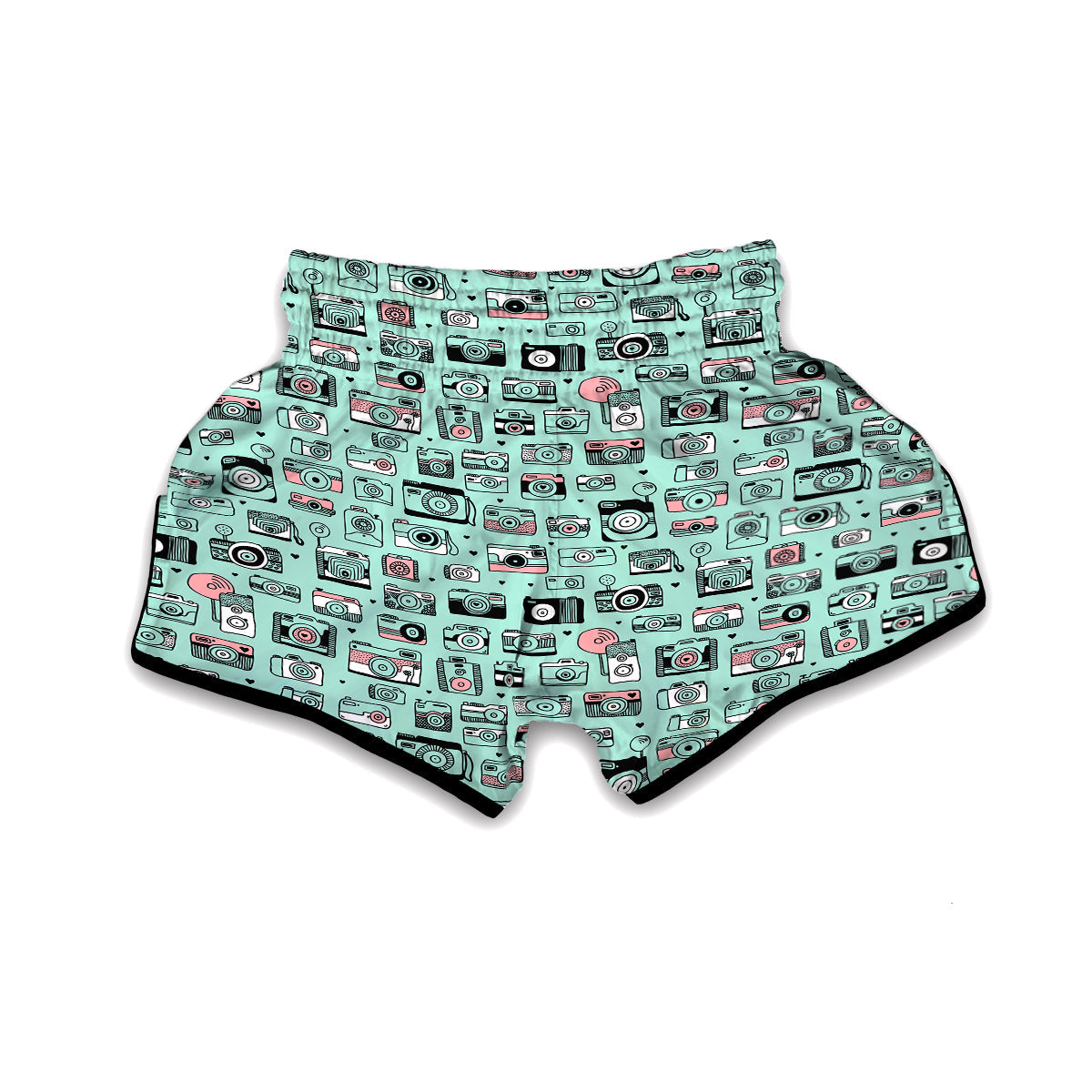 Camera Pastel Pattern Print Muay Thai Boxing Shorts-grizzshop