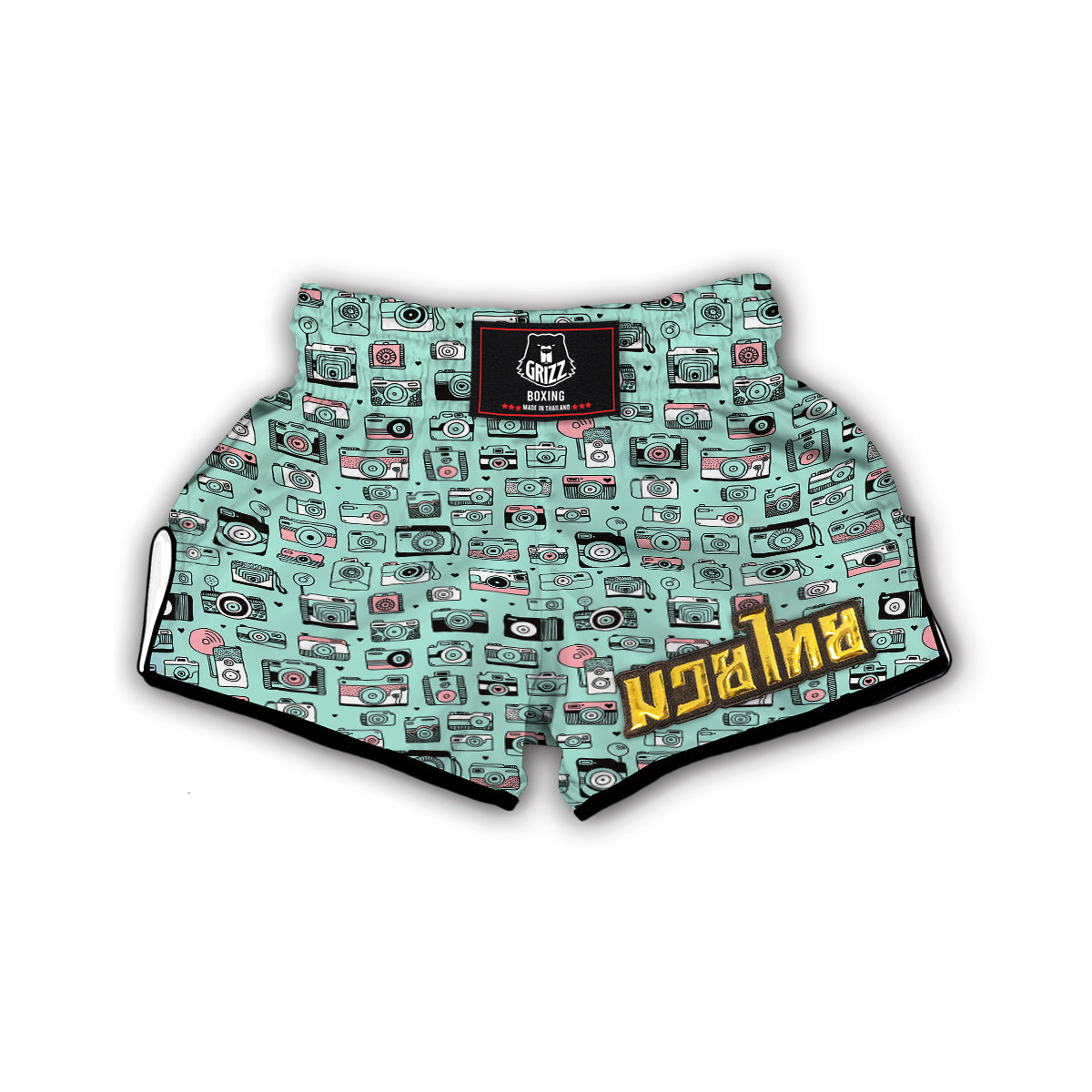 Camera Pastel Pattern Print Muay Thai Boxing Shorts-grizzshop
