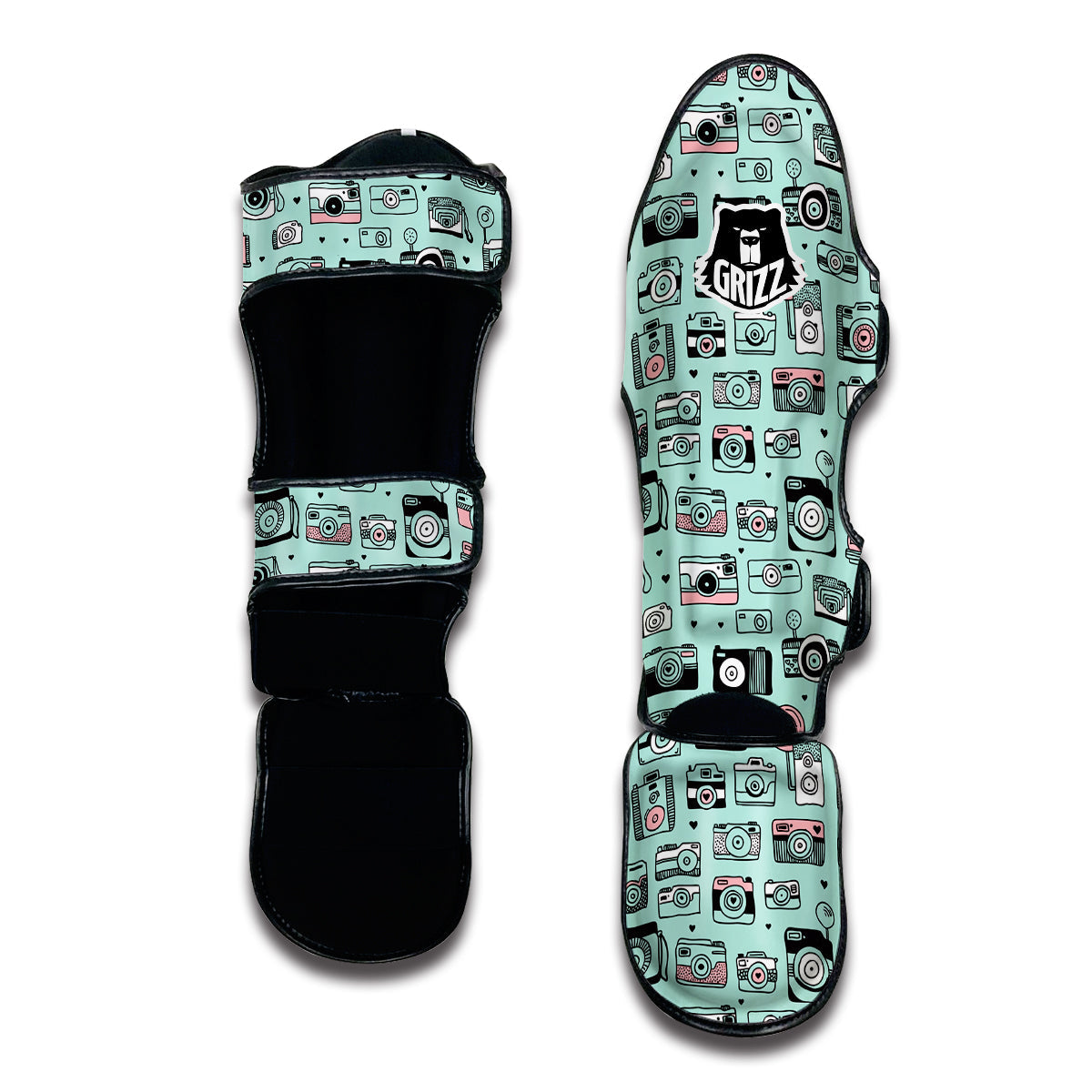 Camera Pastel Pattern Print Muay Thai Shin Guards-grizzshop