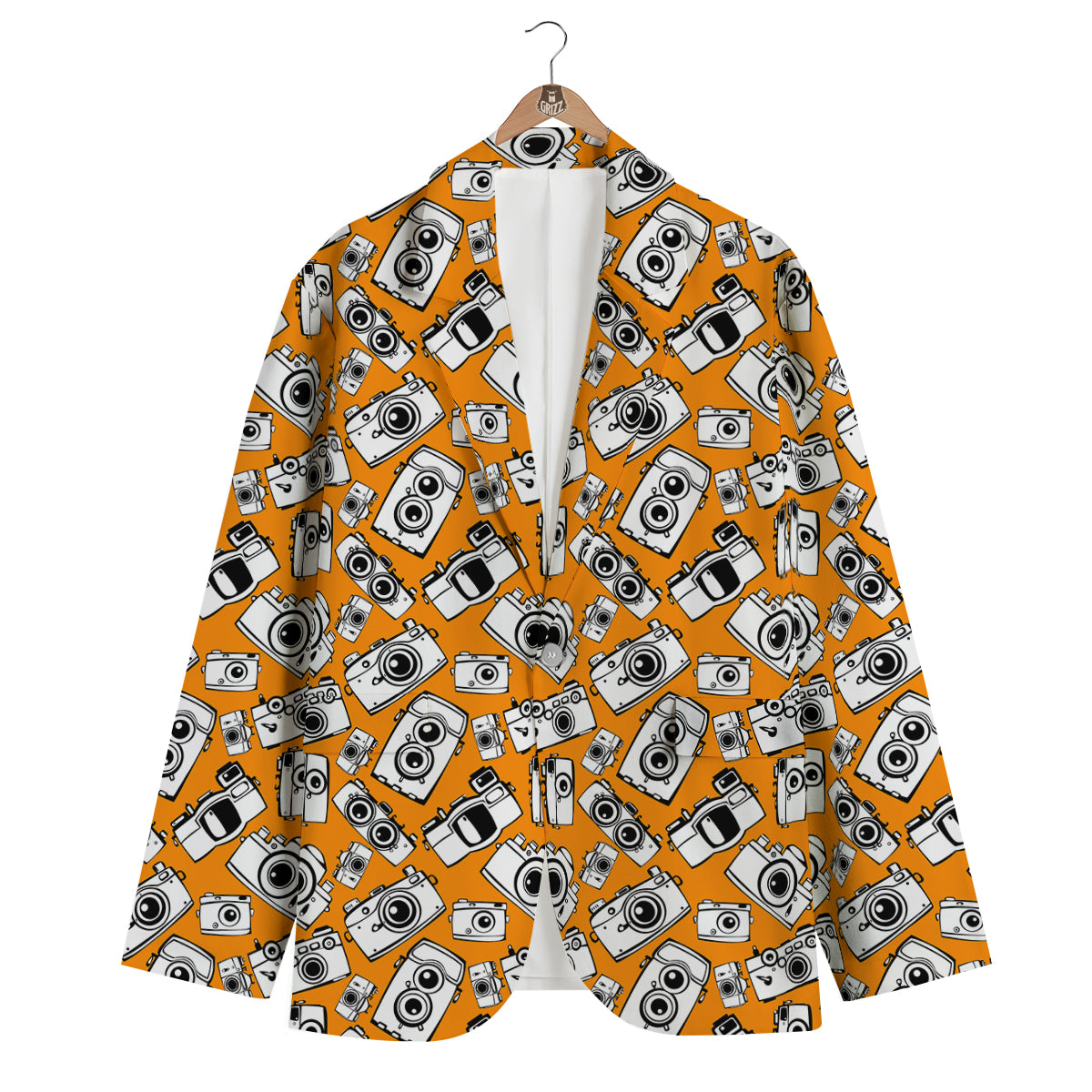 Camera Pattern Print Men's Blazer-grizzshop