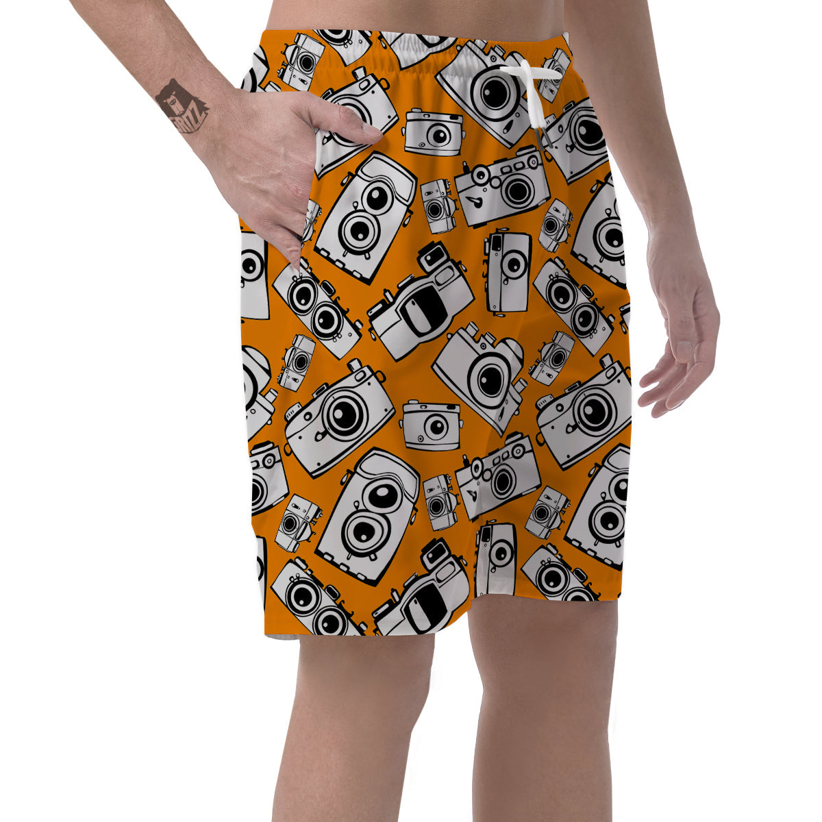 Camera Pattern Print Men's Shorts-grizzshop