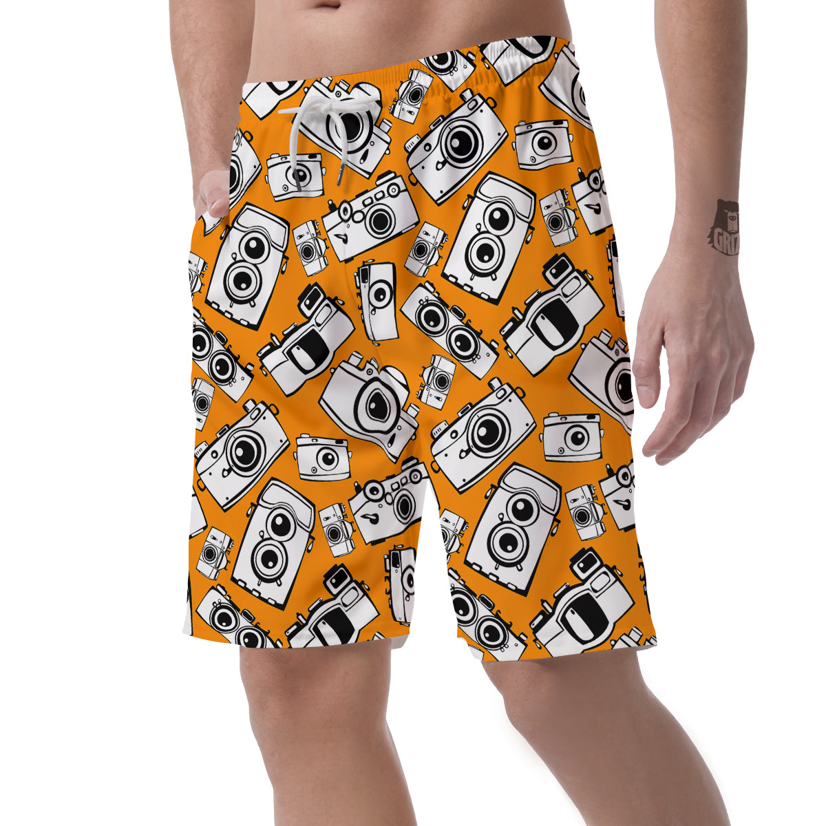 Camera Pattern Print Men's Shorts-grizzshop