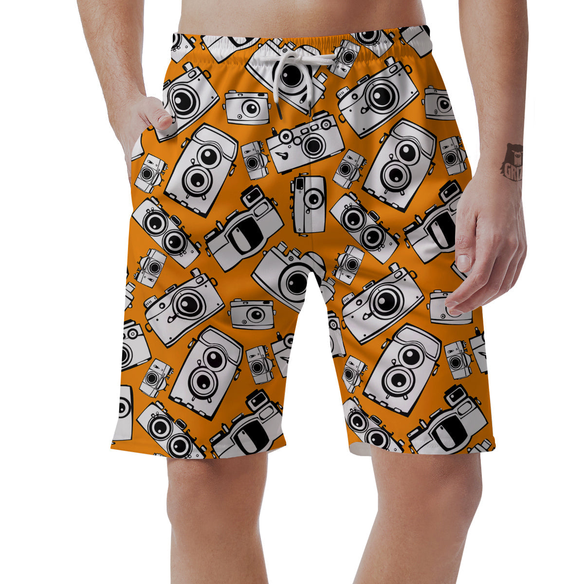 Camera Pattern Print Men's Shorts-grizzshop