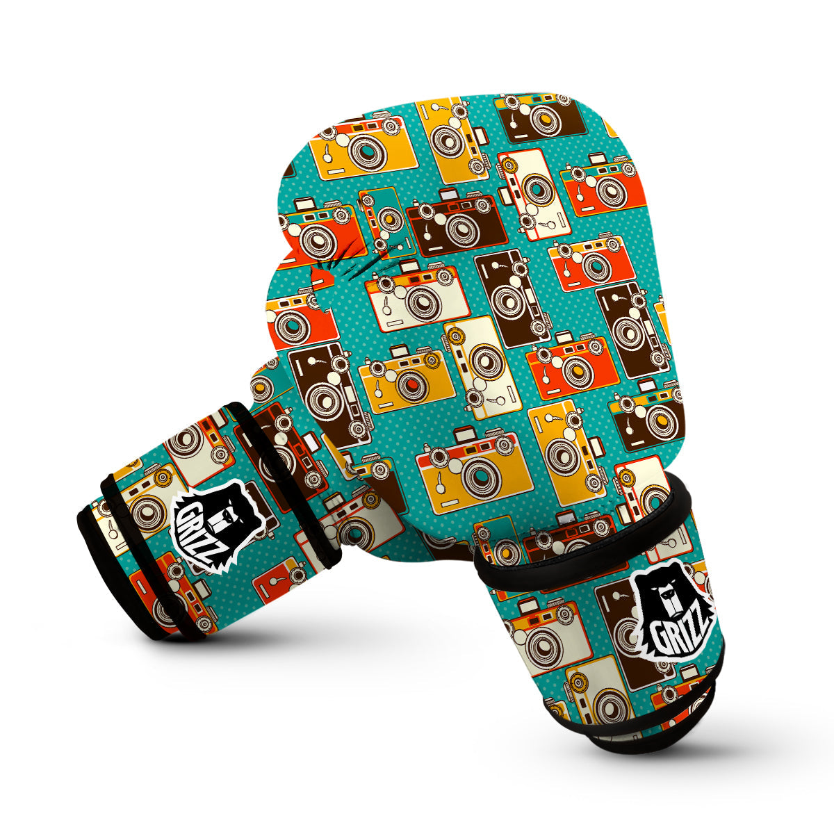 Camera Print Pattern Boxing Gloves-grizzshop