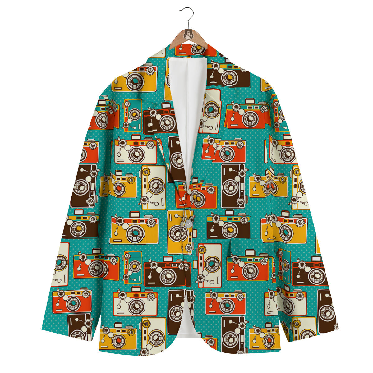 Camera Print Pattern Men's Blazer-grizzshop