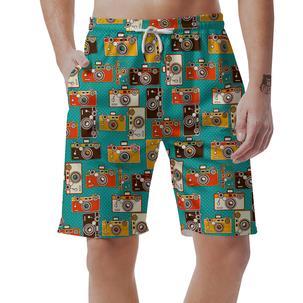 Camera Print Pattern Men's Shorts-grizzshop