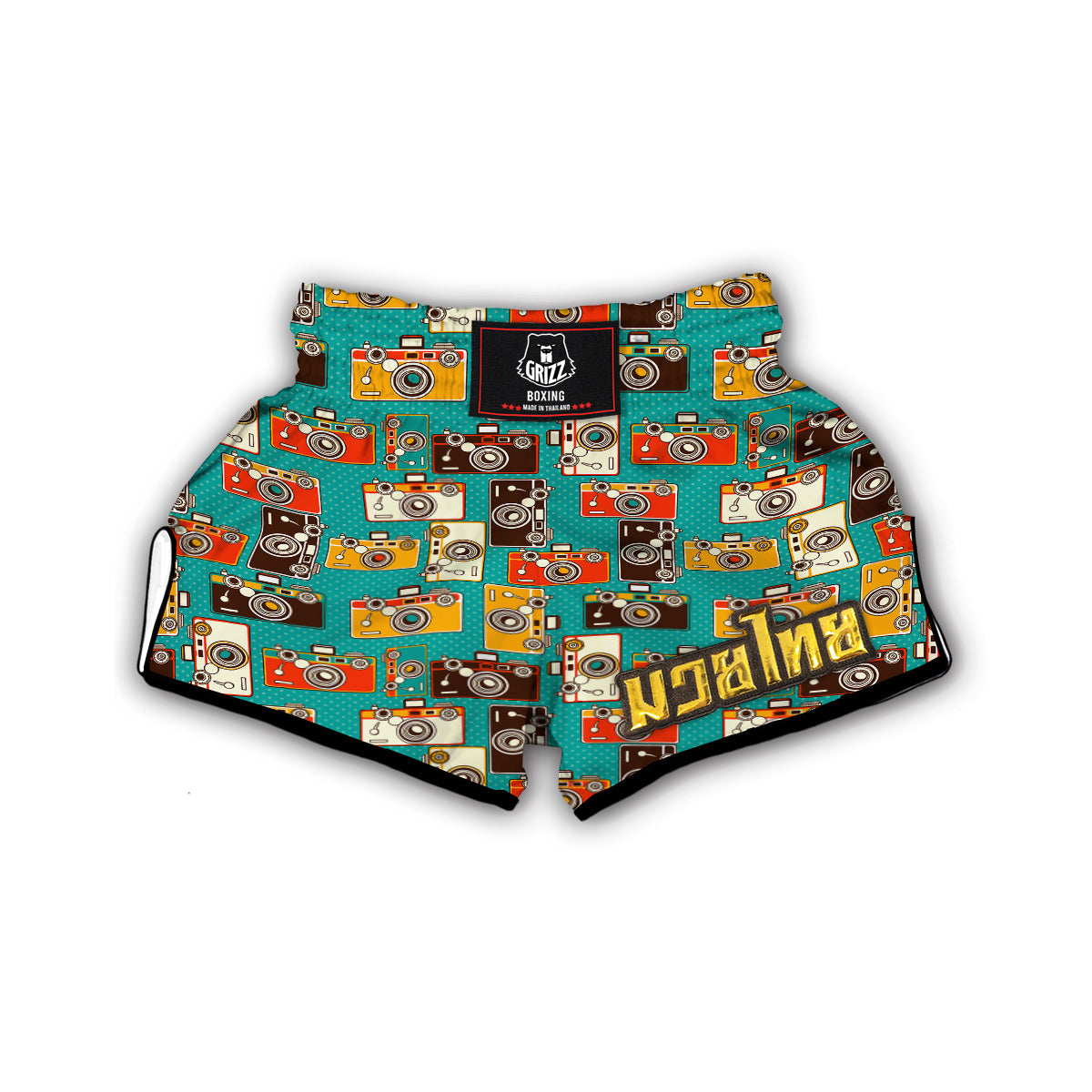 Camera Print Pattern Muay Thai Boxing Shorts-grizzshop