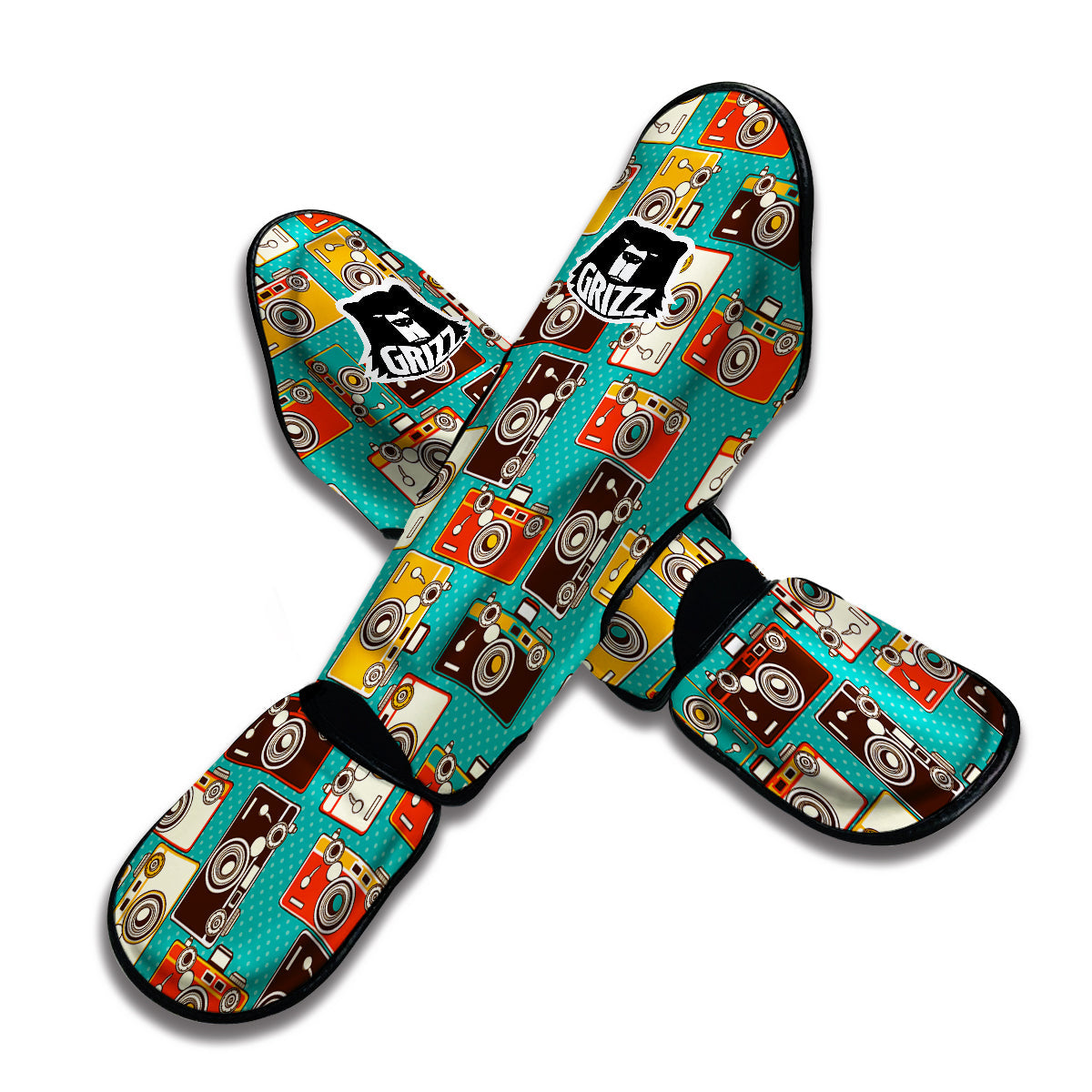 Camera Print Pattern Muay Thai Shin Guards-grizzshop