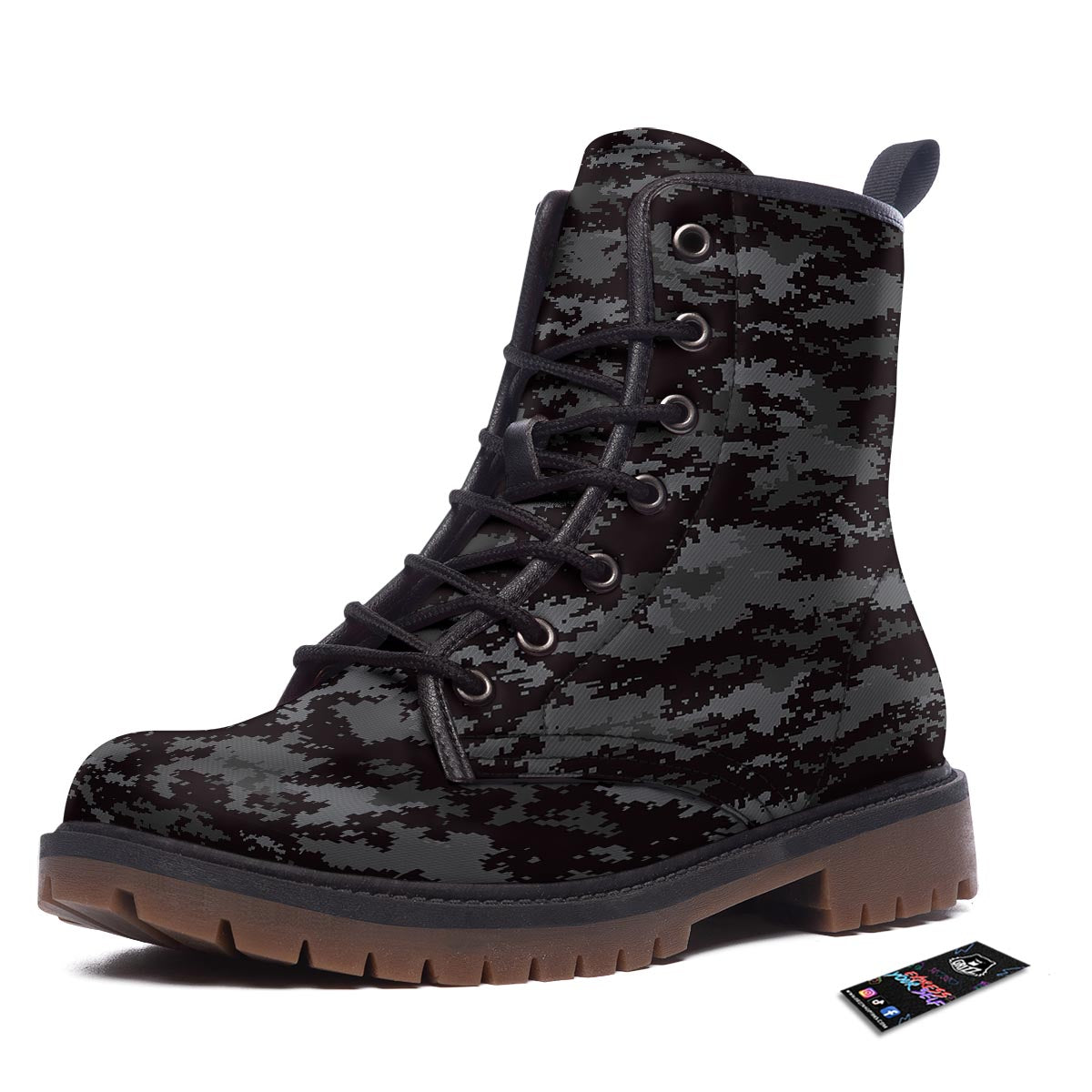Camo Black Tan Digital Print Pattern Work Boots-grizzshop