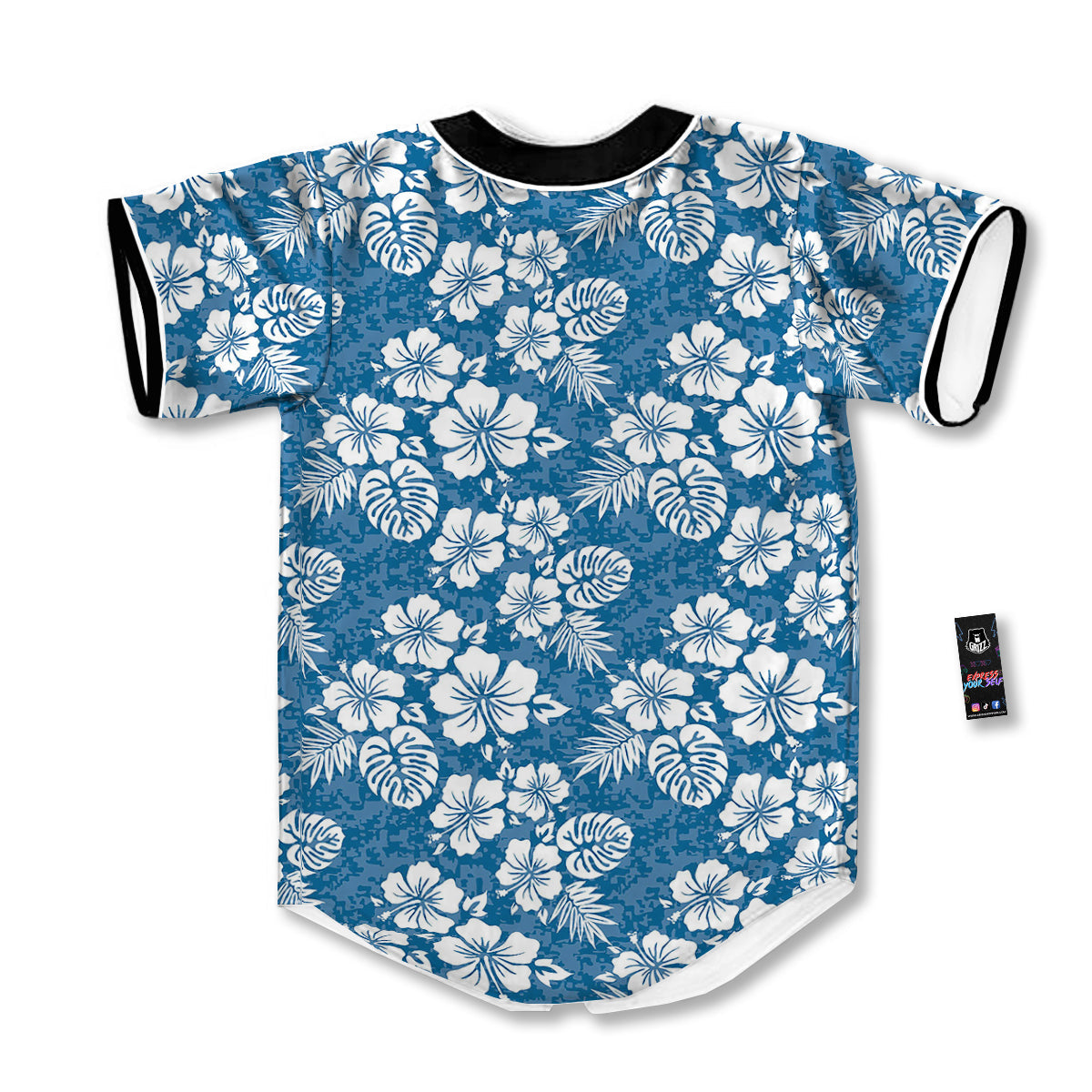Camo Flower Aloha Hawaiian Print Pattern Baseball Jersey-grizzshop
