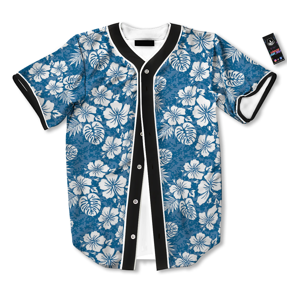 Camo Flower Aloha Hawaiian Print Pattern Baseball Jersey-grizzshop