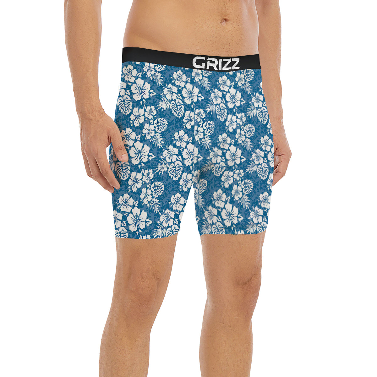 Camo Flower Aloha Hawaiian Print Pattern Boxer Briefs-grizzshop
