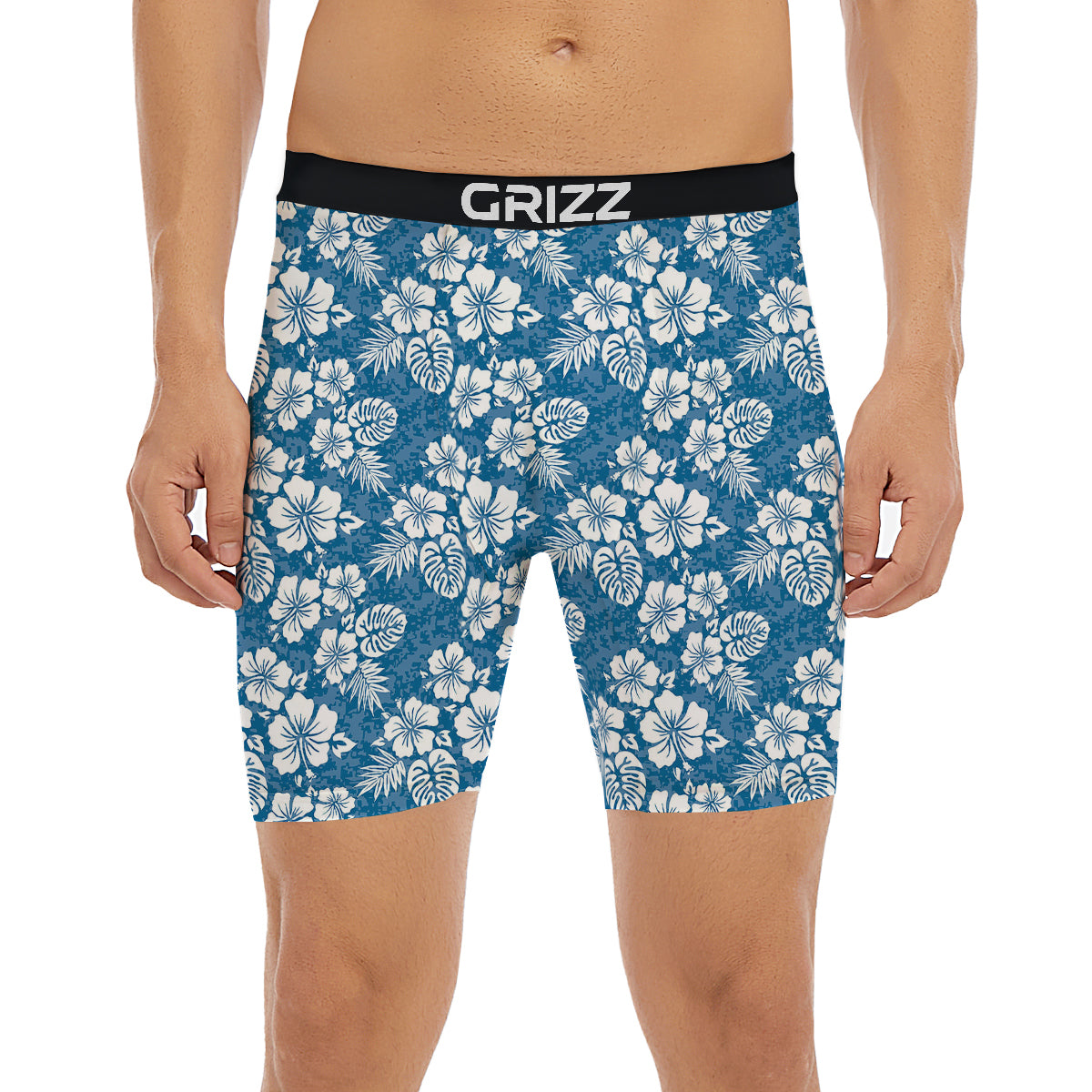 Camo Flower Aloha Hawaiian Print Pattern Boxer Briefs-grizzshop