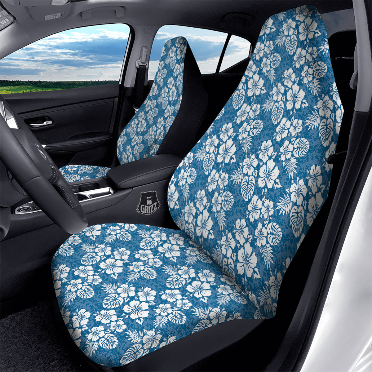 Camo Flower Aloha Hawaiian Print Pattern Car Seat Covers-grizzshop