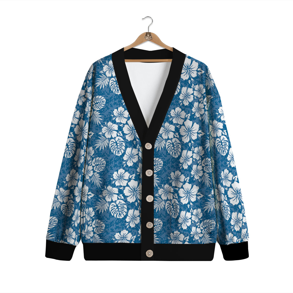Camo Flower Aloha Hawaiian Print Pattern Cardigan-grizzshop