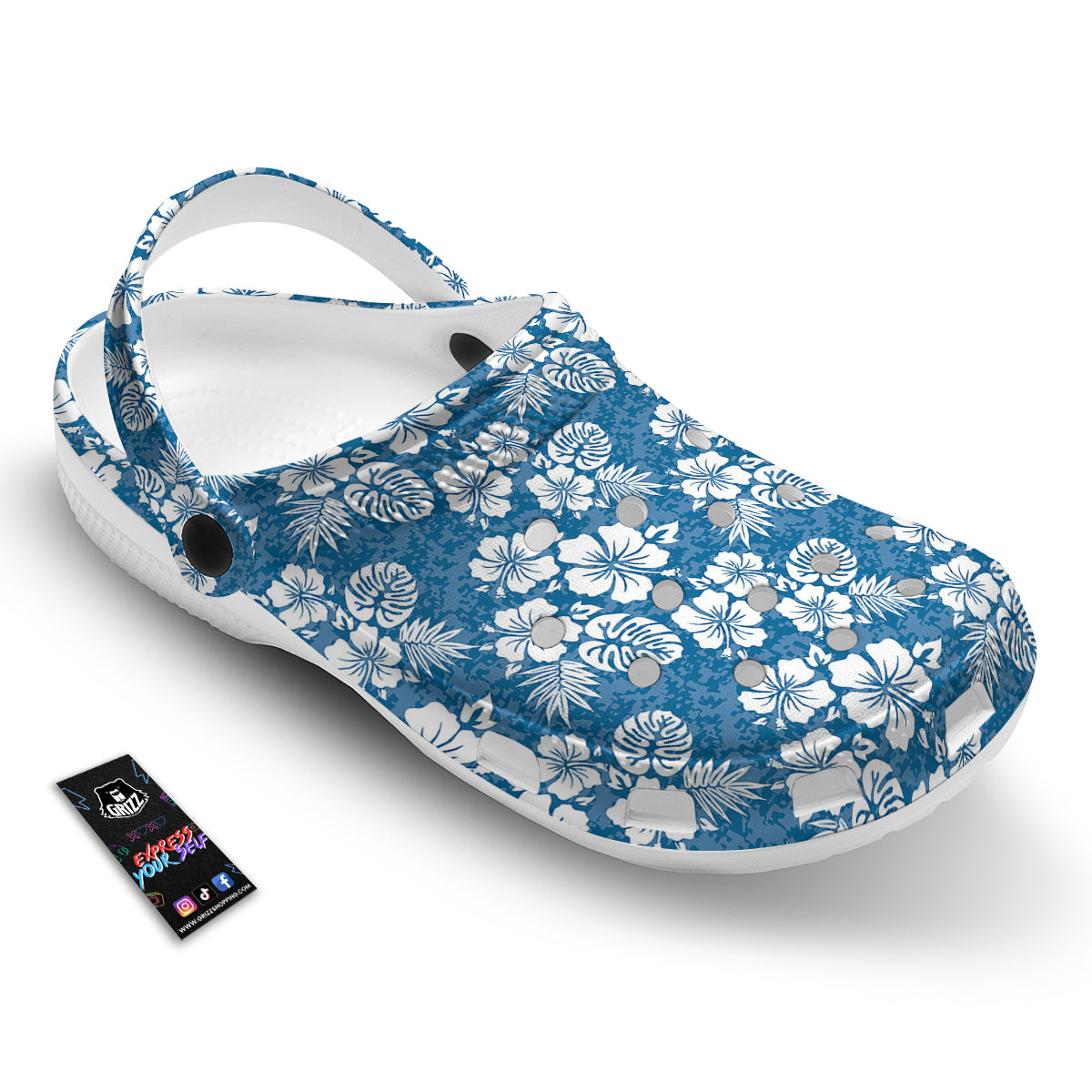 Camo Flower Aloha Hawaiian Print Pattern Clog-grizzshop