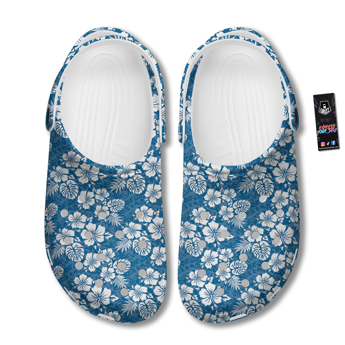 Camo Flower Aloha Hawaiian Print Pattern Clog-grizzshop
