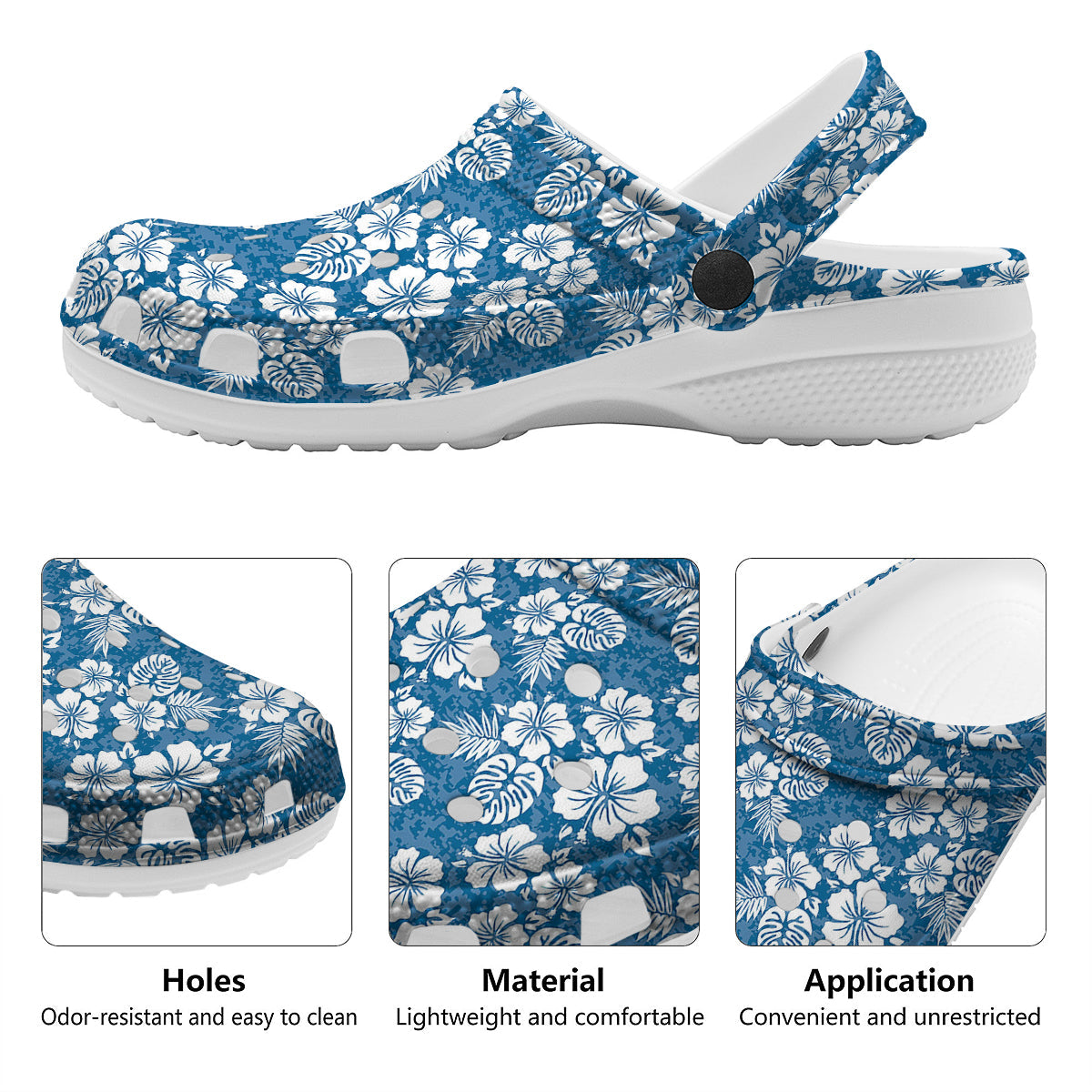 Camo Flower Aloha Hawaiian Print Pattern Clog-grizzshop