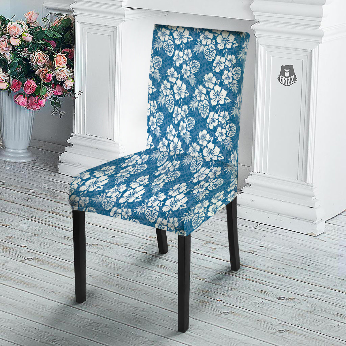 Camo Flower Aloha Hawaiian Print Pattern Dining Chair Slipcover-grizzshop