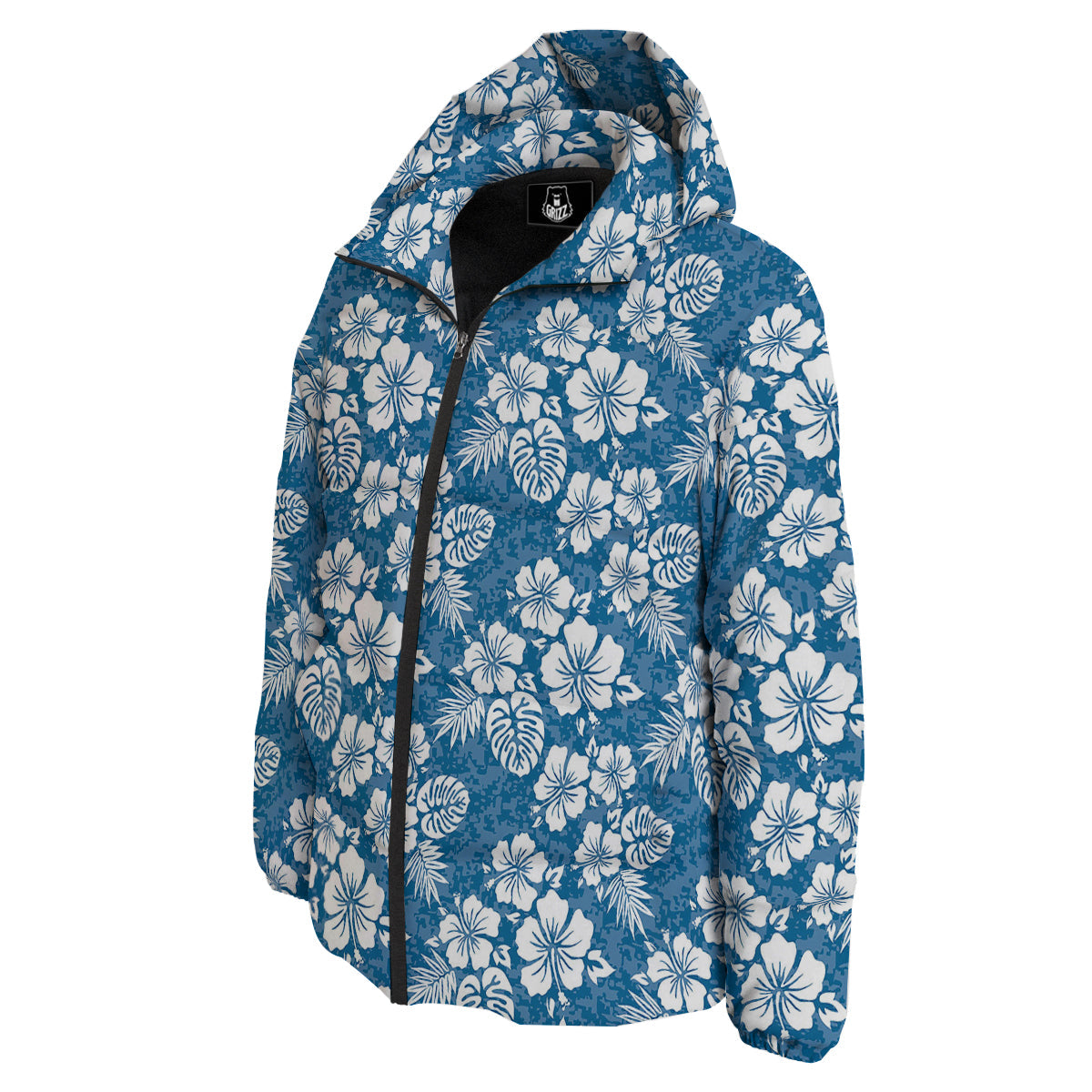 Camo Flower Aloha Hawaiian Print Pattern Down Jacket-grizzshop