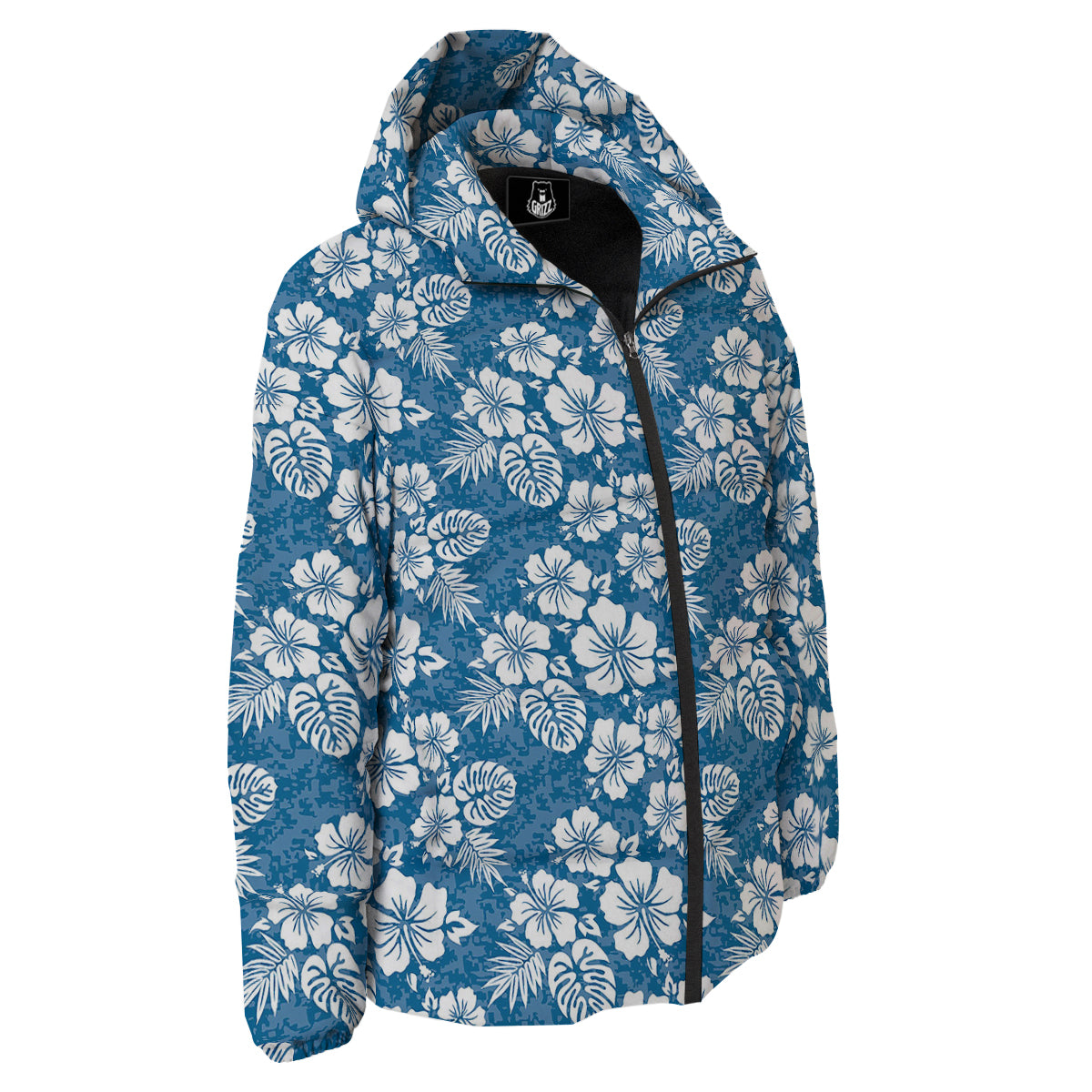 Camo Flower Aloha Hawaiian Print Pattern Down Jacket-grizzshop