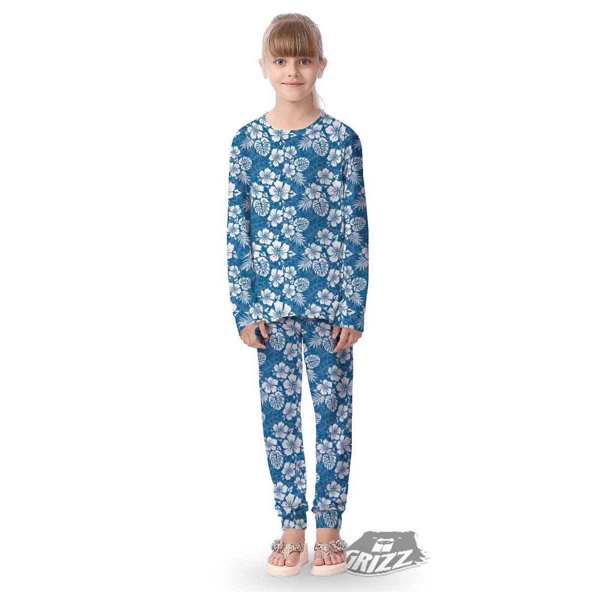 Camo Flower Aloha Hawaiian Print Pattern Kid's Pajamas-grizzshop