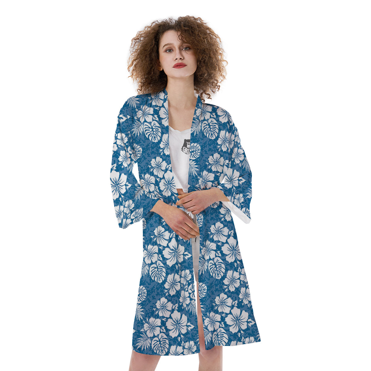 Camo Flower Aloha Hawaiian Print Pattern Kimono-grizzshop