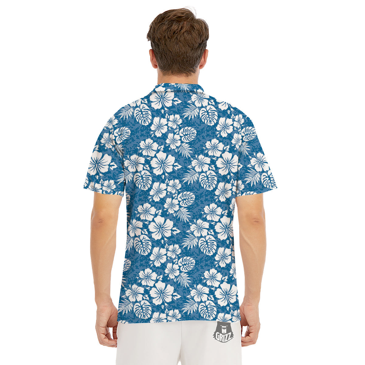 Camo Flower Aloha Hawaiian Print Pattern Men's Golf Shirts-grizzshop