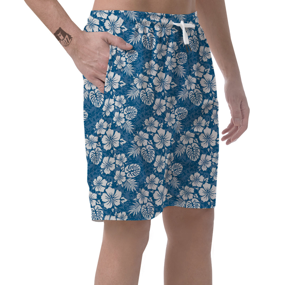 Camo Flower Aloha Hawaiian Print Pattern Men's Shorts-grizzshop