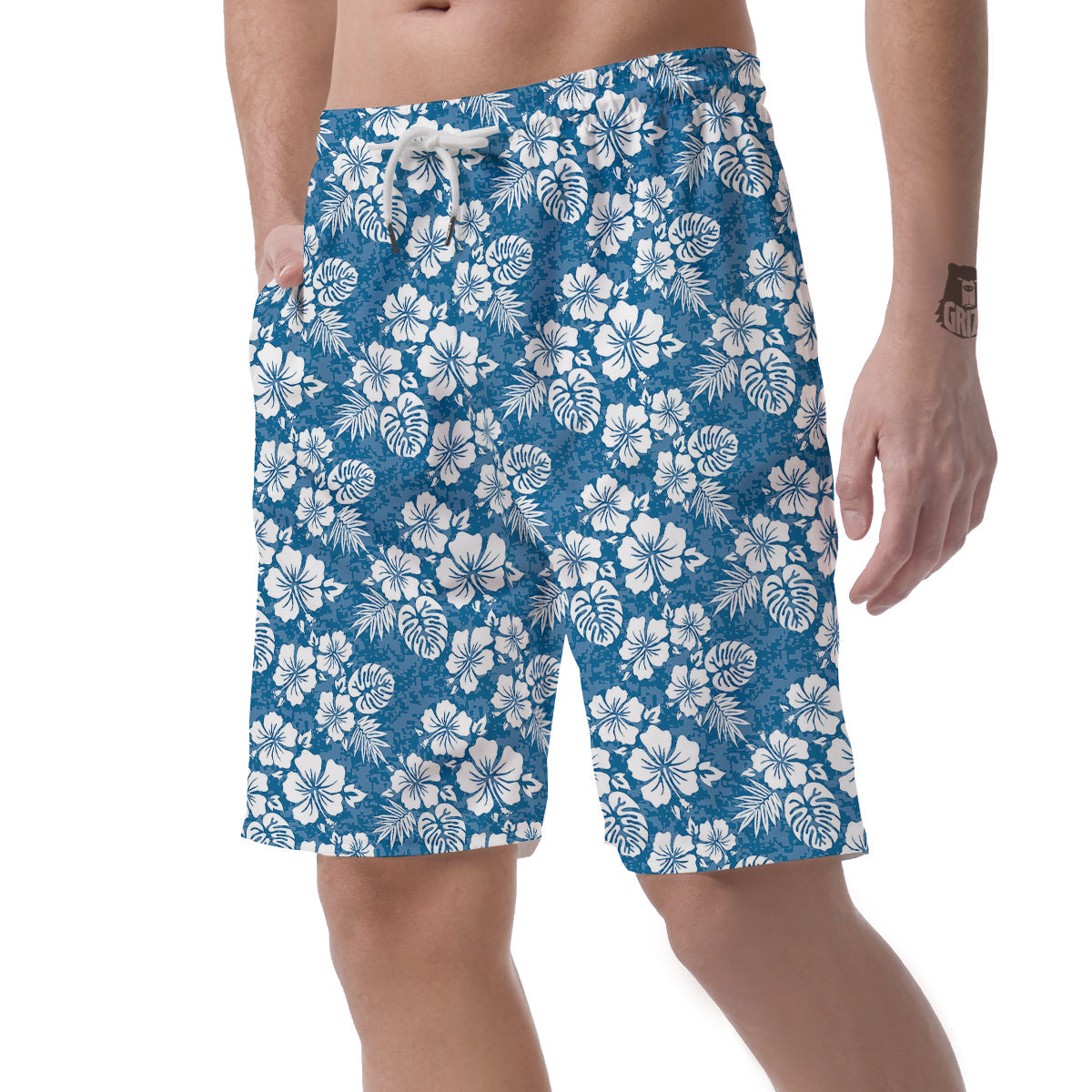 Camo Flower Aloha Hawaiian Print Pattern Men's Shorts-grizzshop
