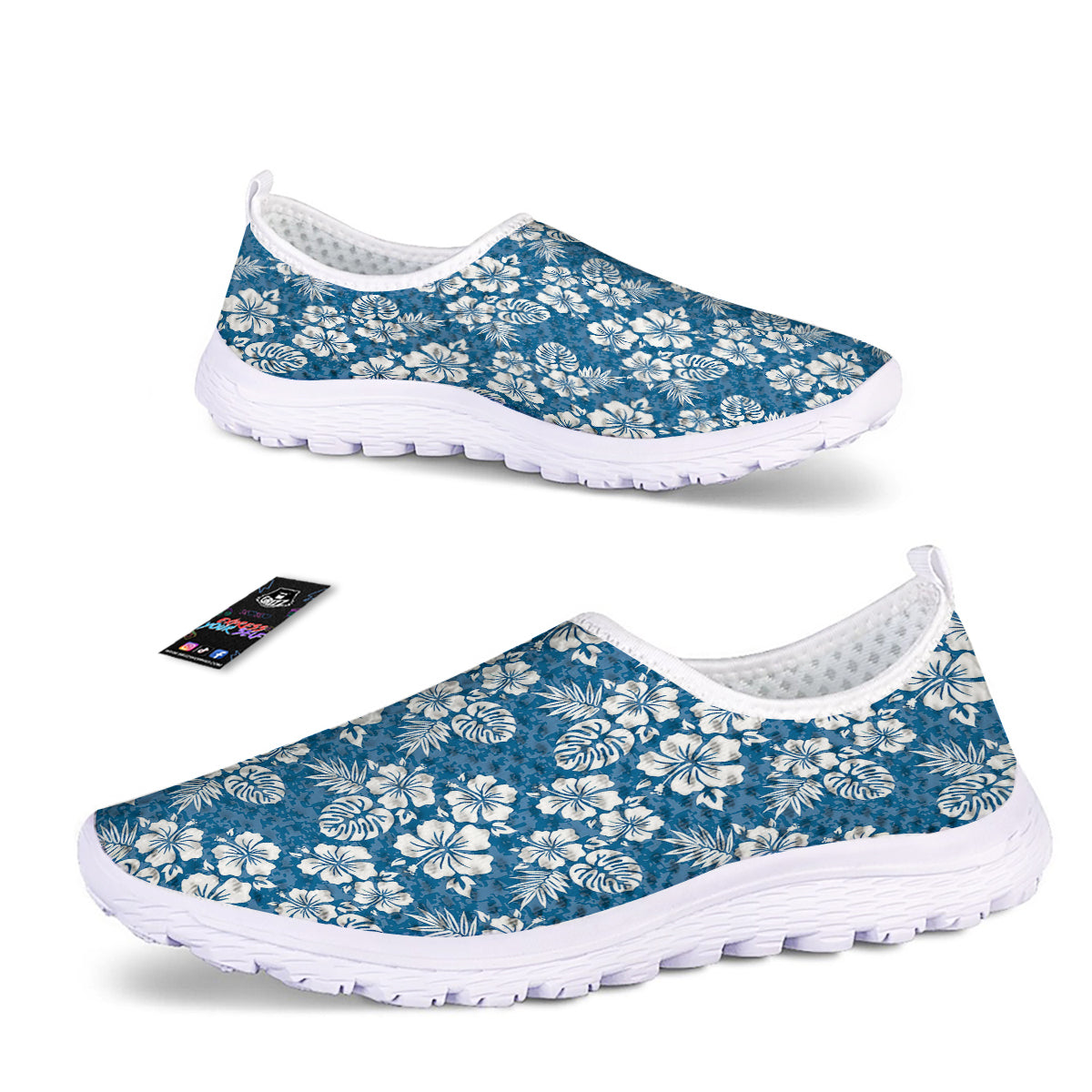 Camo Flower Aloha Hawaiian Print Pattern Nurse Shoes-grizzshop