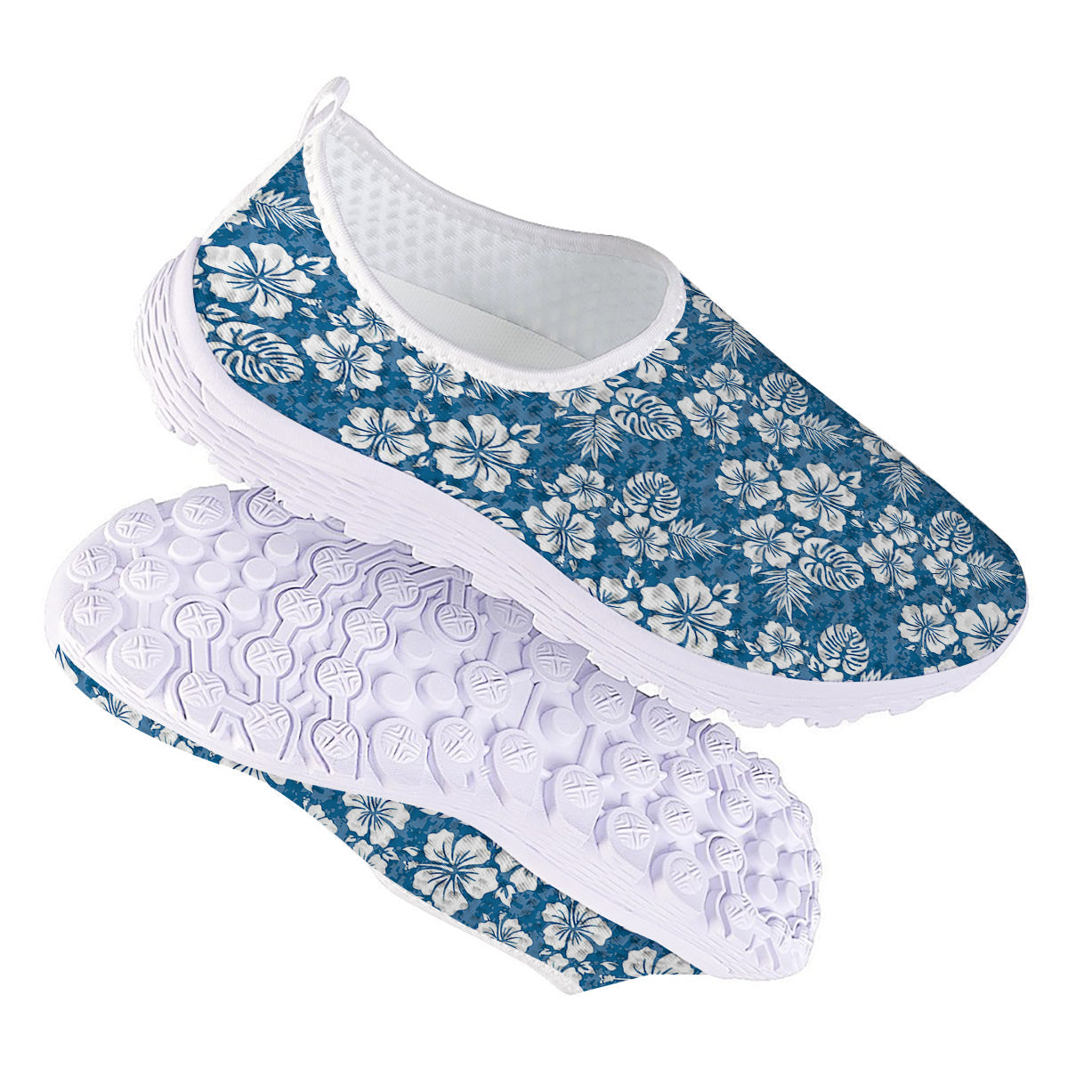 Camo Flower Aloha Hawaiian Print Pattern Nurse Shoes-grizzshop