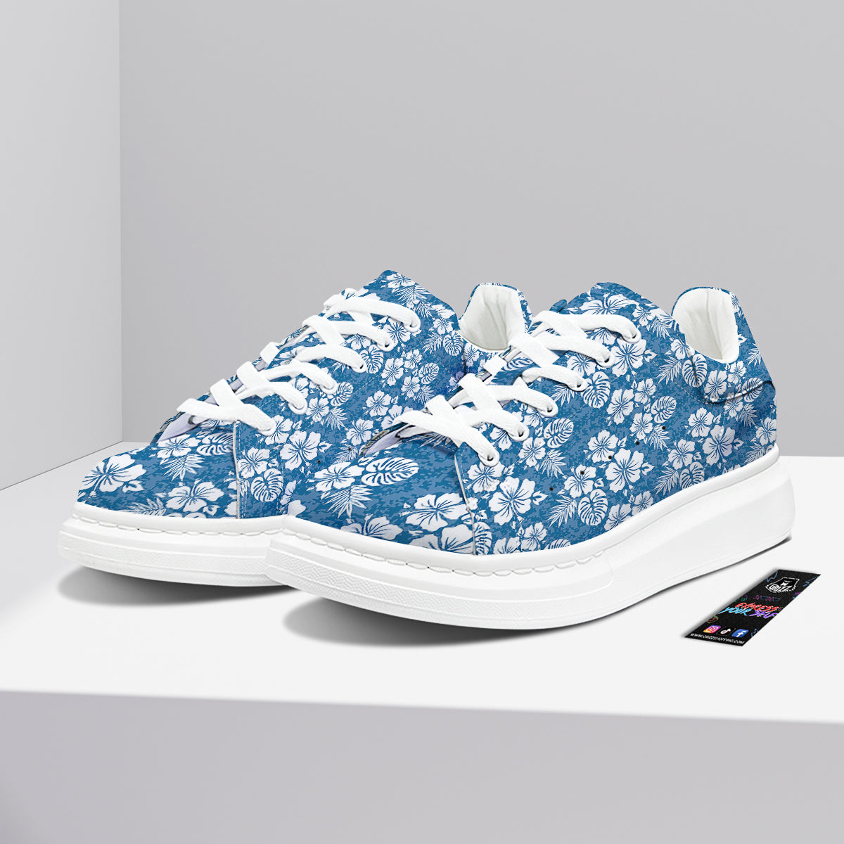 Camo Flower Aloha Hawaiian Print Pattern Platform Shoes-grizzshop